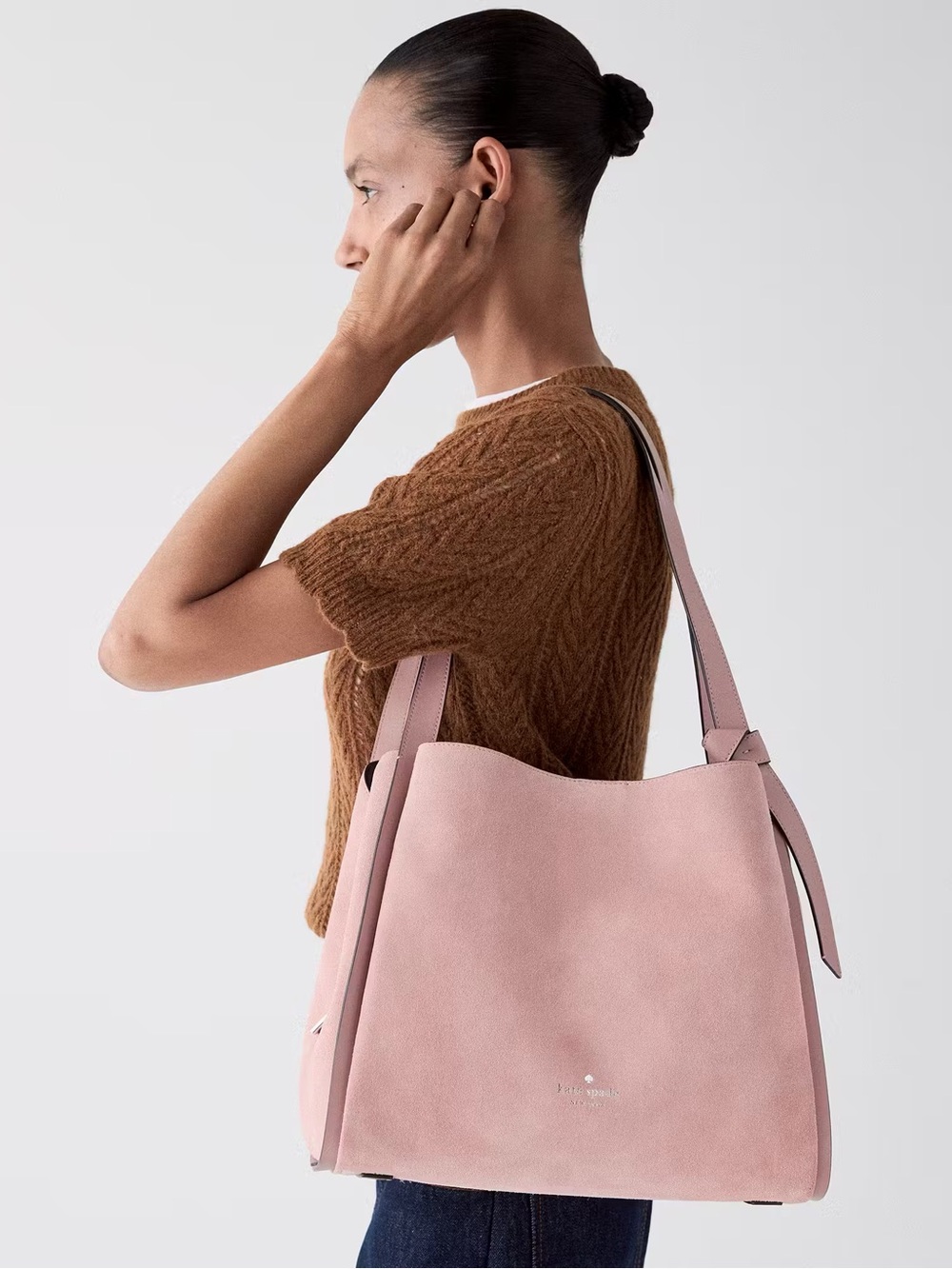 ♠️Kate Spade NY Knott Suede Large Carryall Shoulder Bag, Dusk Rose Pink NEW NWT - Picture 5 of 5